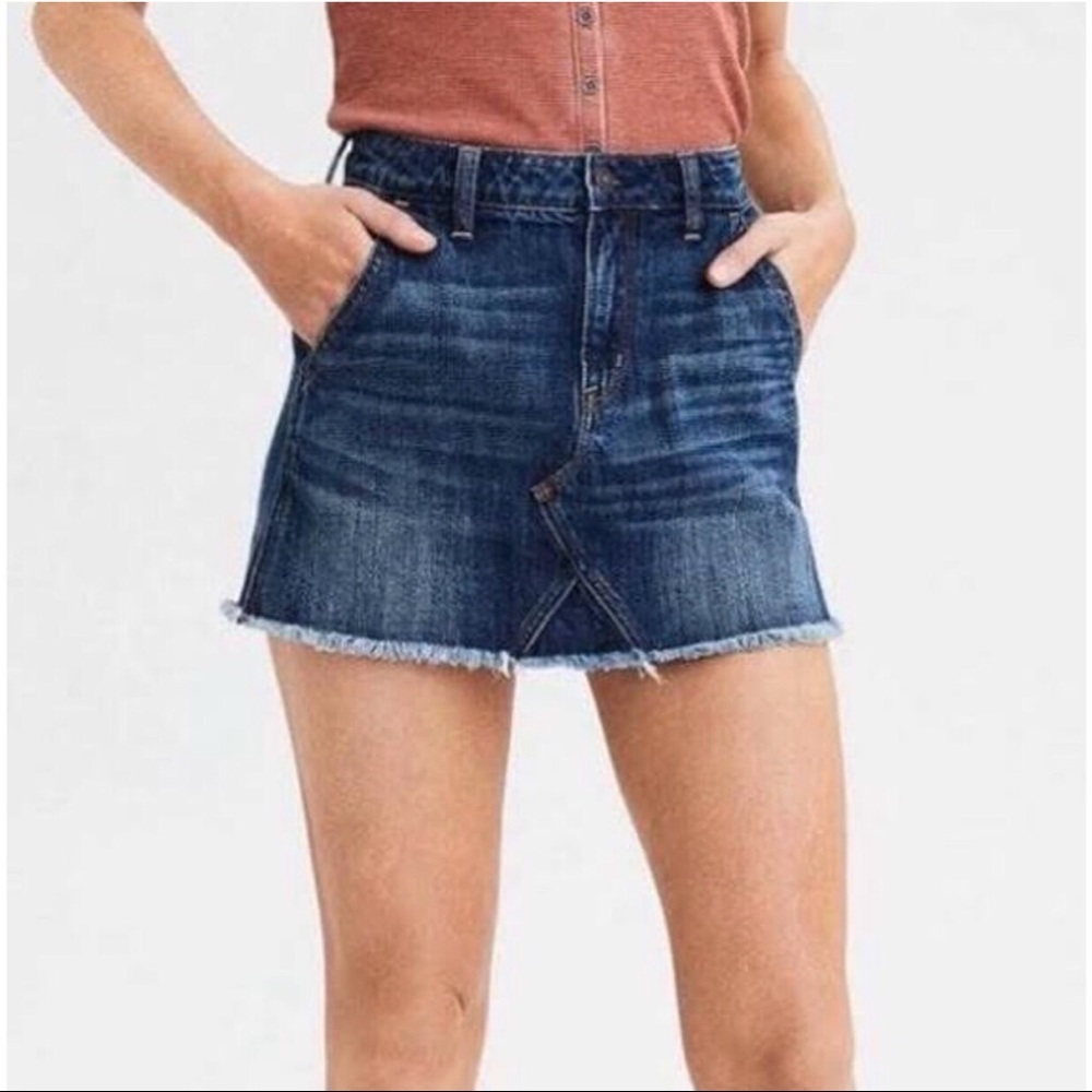 american eagle hi rise festival mini jean skirt